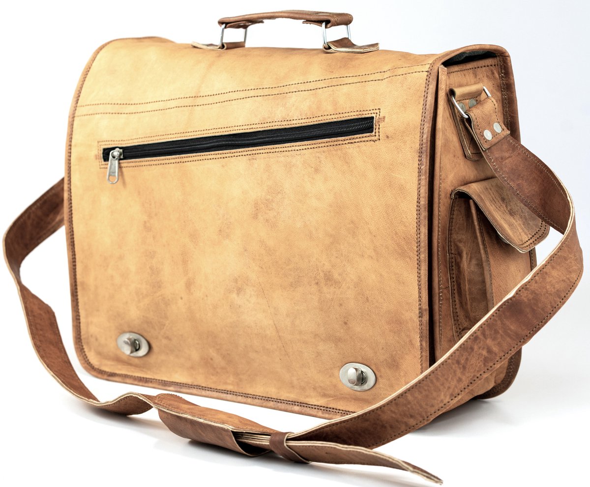 Once Doce® Laptop Tas Boekentas 15 inch “Arenas” Urban Chique ECHT LEER model nr 450
