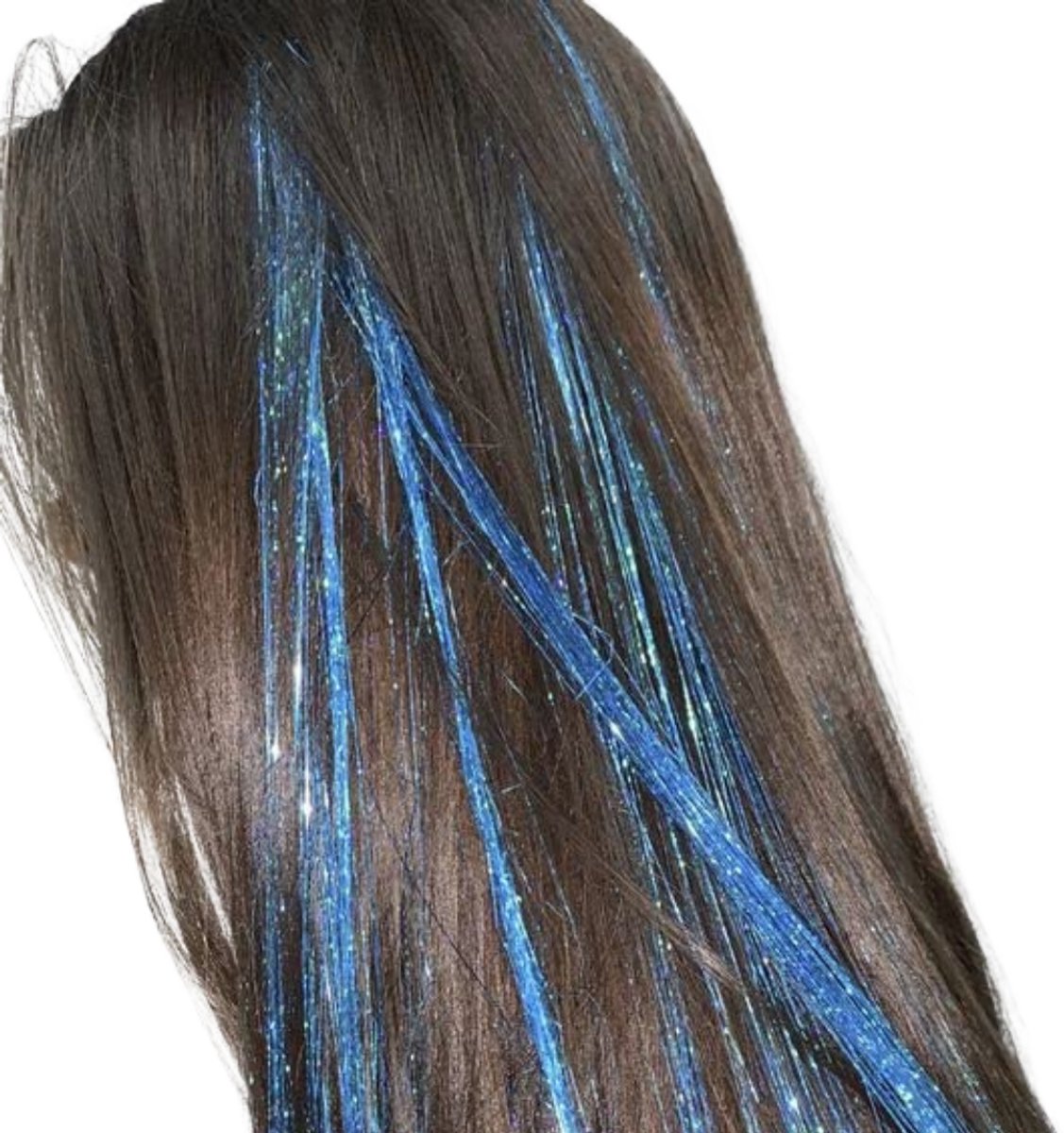 2 x clip-in BLAUWE Hair Tinsels - Glitter Extensions - Glitterhaar - Glitter Haar Extensions - clip extensions blauw