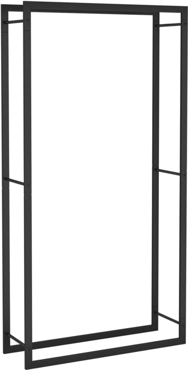 Houtrek 80x28x154 cm - Stalen houtopslag rek voor buiten - Matt zwart