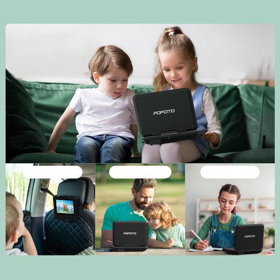 Draagbare DVD Speler Auto - 9,5" Draaibaar HD-Scherm - Draagbare DVD Speler - USB - 7.5 Inch Draaibaar HD Scherm - 4-6 Uur Speeltijd - Voor SD-kaart/USB/Sync TV - Zwart — afbeelding 3