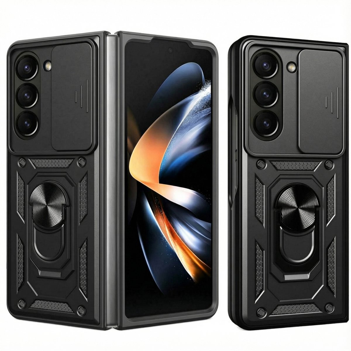 imoshion Hoesje - Geschikt voor Samsung Galaxy Z Fold 5 - Backcover met ring - Zwart