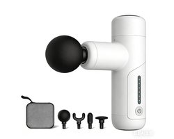Kleine Massagepistool (Telefoongrootte) - 6mm Diepe Massage | 6 Versnellingen | 4 Massagekoppen | Type-C Opladen—Wit