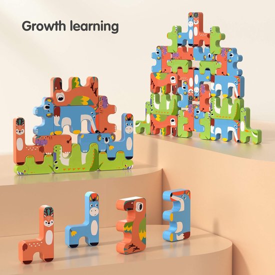 Stapelen Games Speelgoed Kinderen Montessori Dierenbalans Blokken Games Peuter Educatief Stapelen Hoge Bouwsteen Speelgoed voor 3 5 6 Jaar Oude Kinderen Baby Volwassenen Jongens Meisjes (15pcs) — afbeelding 5