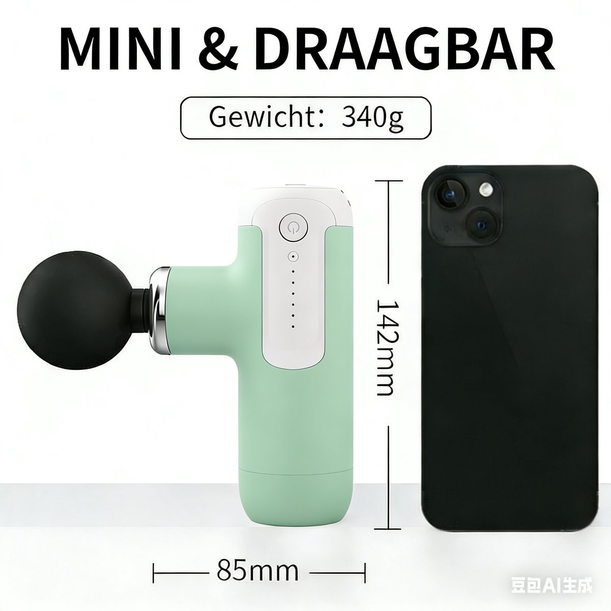 Mini Massage-gun met 4 Verwisselbare (EAN: ...0551) - afbeelding 3