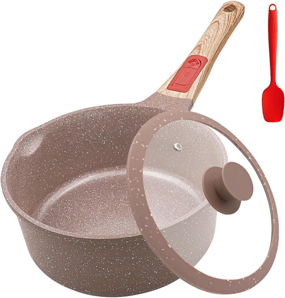 Kleine Keramische Steelpan met Antiaanbaklaag en Deksel - Ovenbestendig
