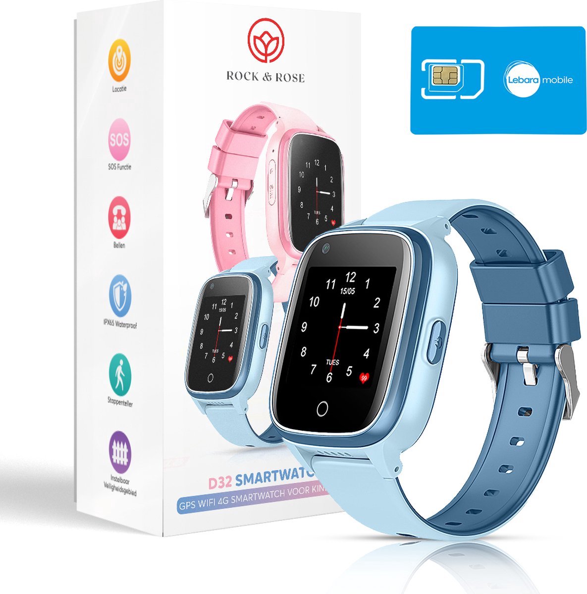 Rock&Rose GPS Horloge Kind - Alleen Het Bandje - Blauw