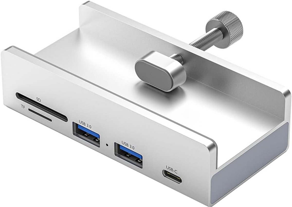 USB C Hub met SD en TF Kaartlezer en Montageklem