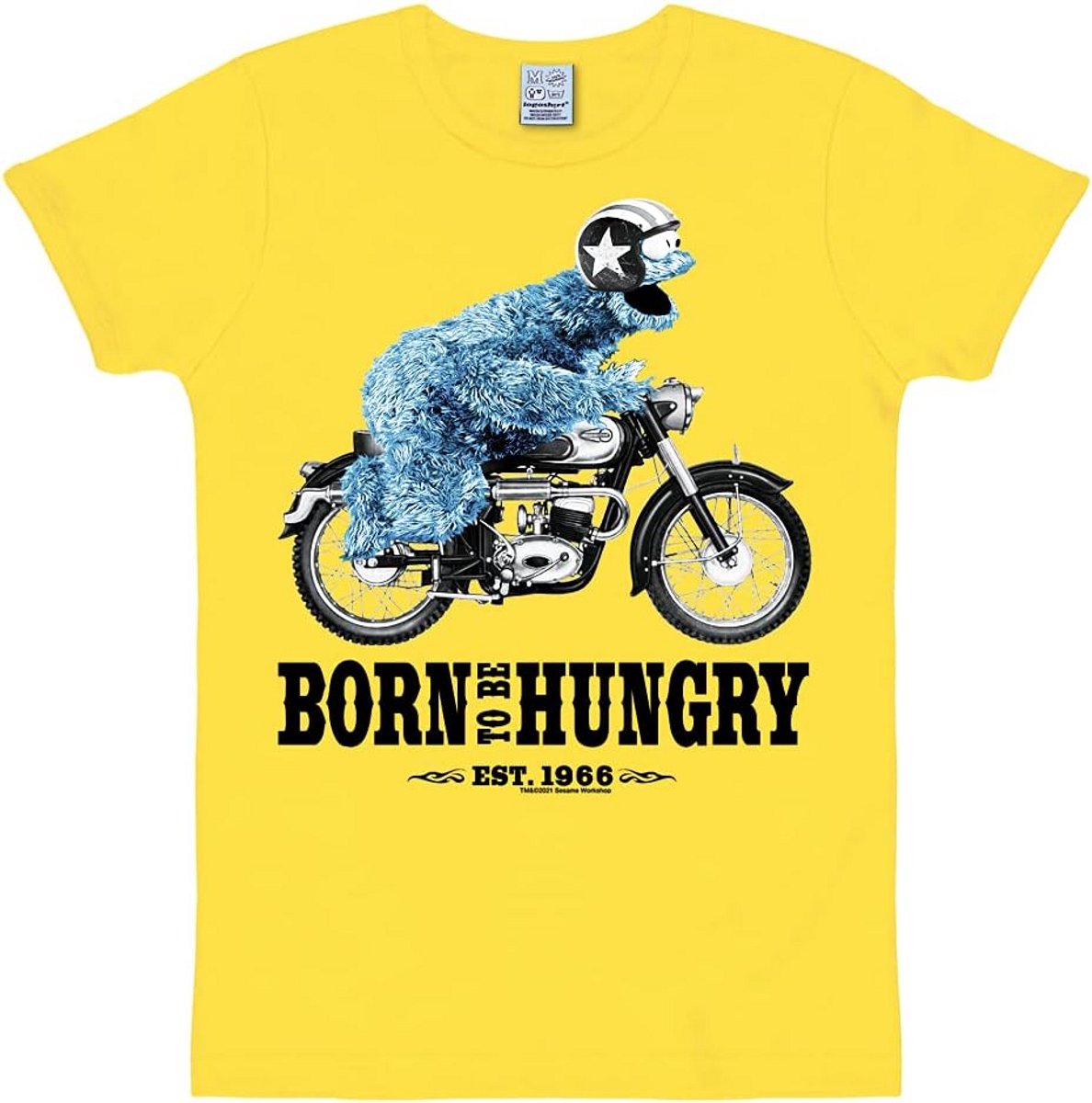 Koekjesmonster T-Shirt met 'Born To Be Hungry' opdruk - Motorfiets Stijl Unisex Shirt