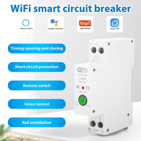 Slimme WiFi Schakelaar 63A - Automatische Tuya Tijdsturing voor 230V
