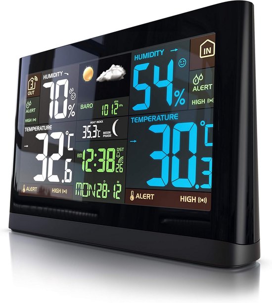 Emos Select Draadloos Weerstation - Weerstation Binnen En Buiten Weerstation Met Buitensensor Incl Touchscreen Kleurendisplay Dcf Ontvangstsignaal Klok Binnen En Buitentemperatuur Barometer Weersvoorspelling Emos