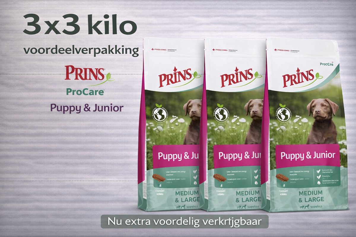 Prins ProCare Puppy & Junior - 3x 3kg Voordeelverpakking