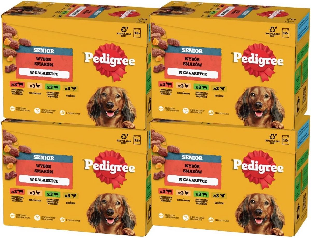 Hondenvoer Portiezakjes Chunks in Gelei voor Senioren