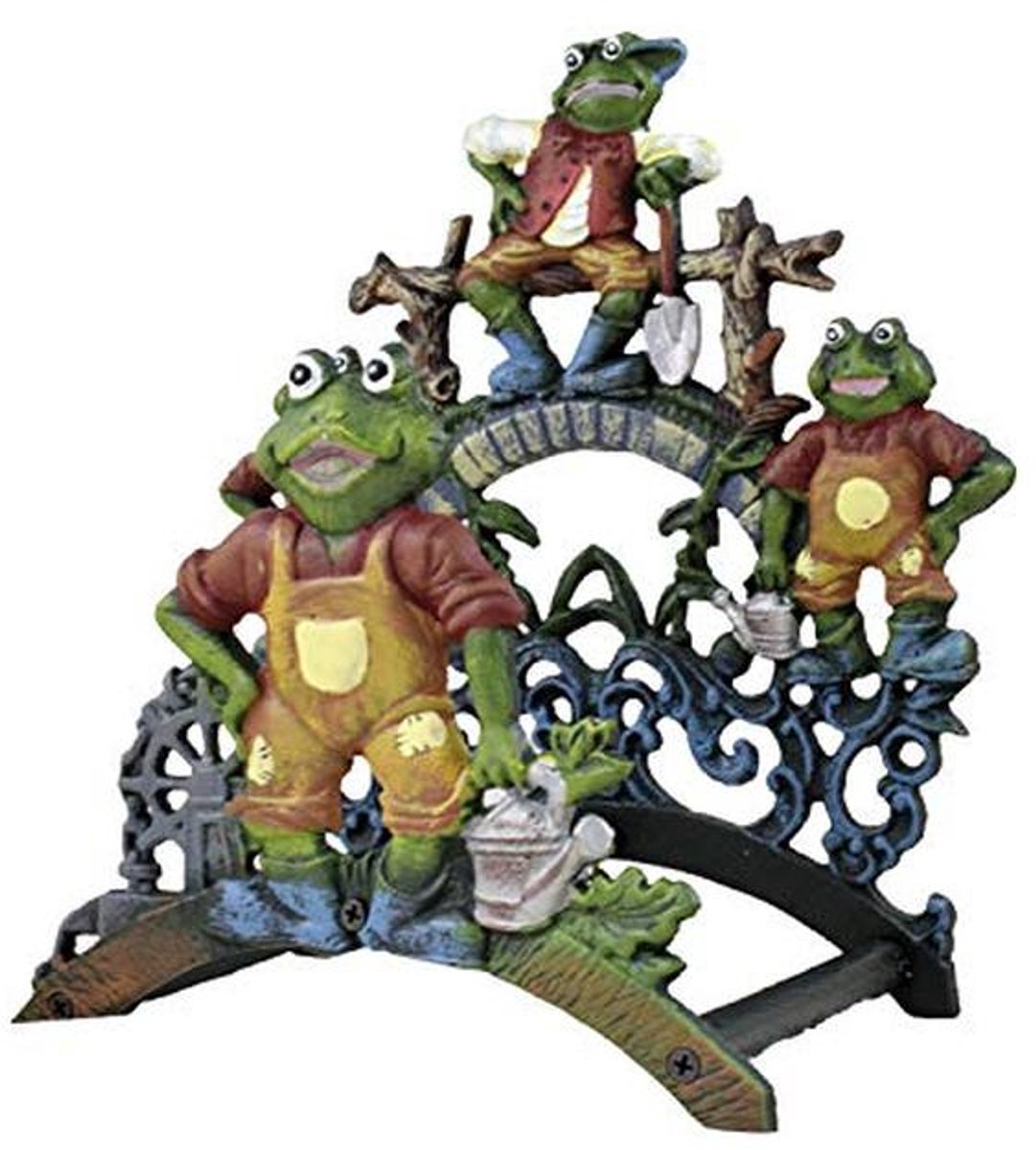 Wandslanghouder - Slangrek decoratief - Tuinslang opbergen - Kikker design smeedijzer - 18x14.5x29.8 cm - Meerkleurig