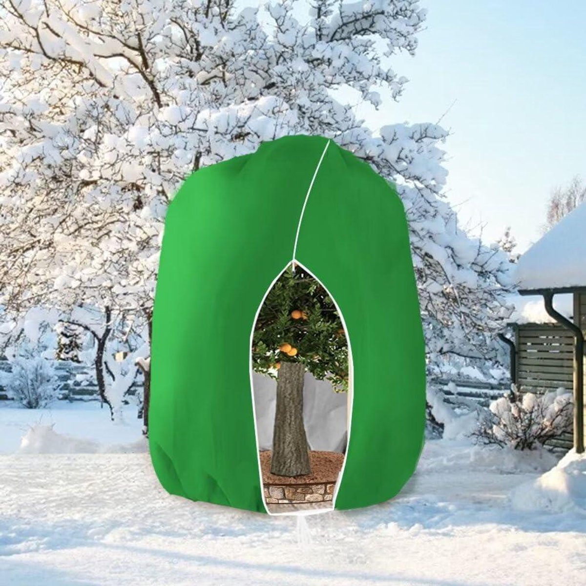 TuseRxln Plantenhoes - Winterhoes - Grote Afmeting 250 X 350 Cm Met Ritssluiting En Ademend Weefsel - 1 Stuk - Voor Bomen, Palmen, Balkonplanten In groente