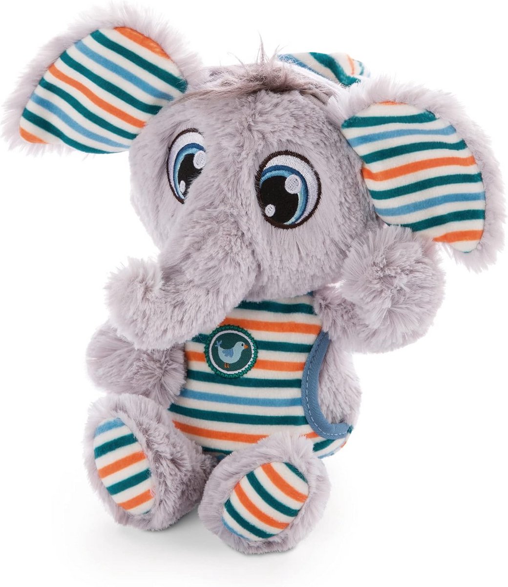 Knuffel Olifantje Slapend 22 cm - Zacht Pluche Speelgoed met Gestreepte Pyjama