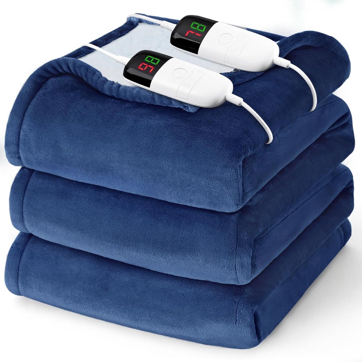 Elektrische deken voor groot bed met dubbele bediening, 10 warmteniveaus en timer