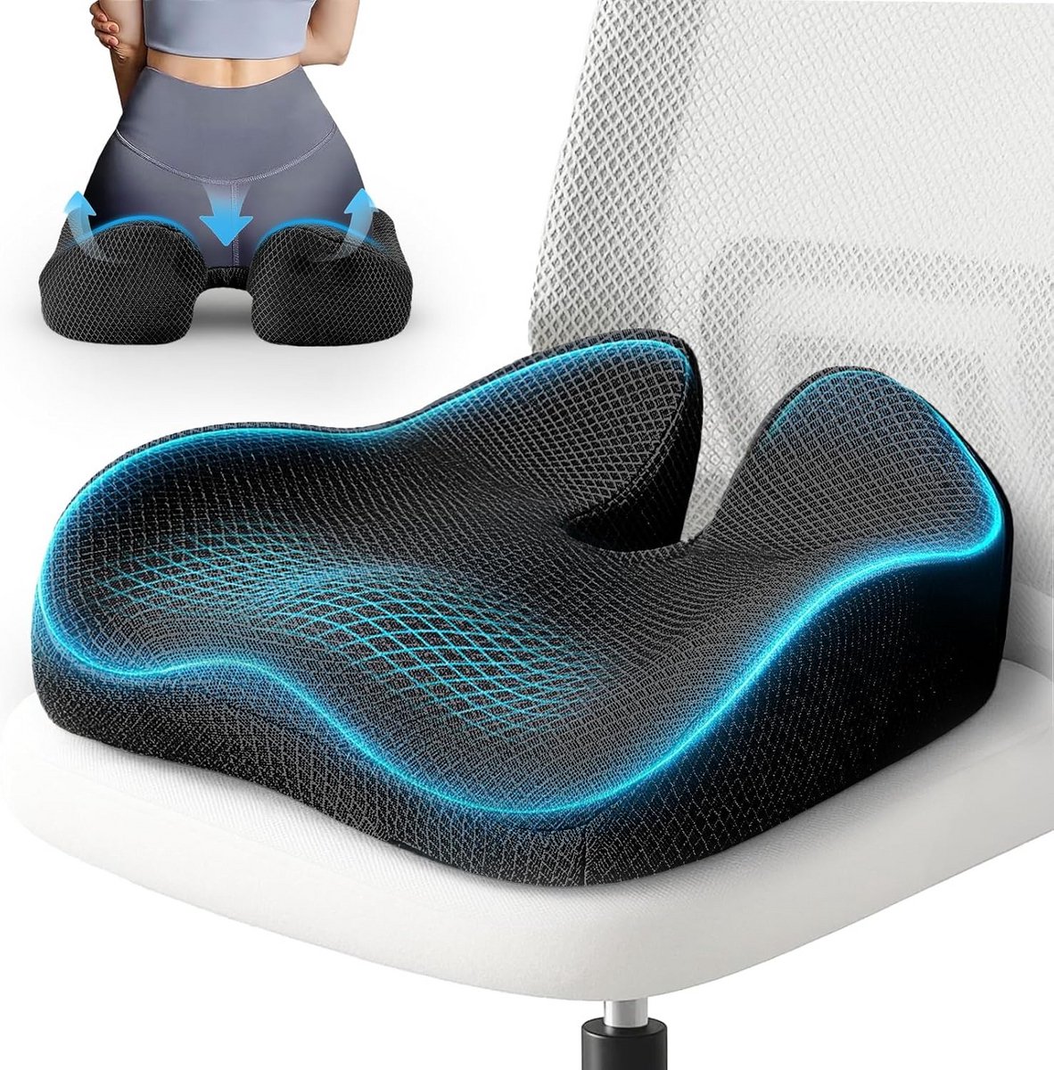 Ergonomisch Zitkussen voor Bureaustoel - Geheugenschuim Lage Rugpijn Verlichting