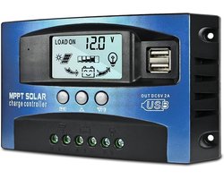 MPPT Solar Laadregelaar 100A - 12V/24V Zonnepaneel Batterij Regulator met LCD Display en Dubbele USB