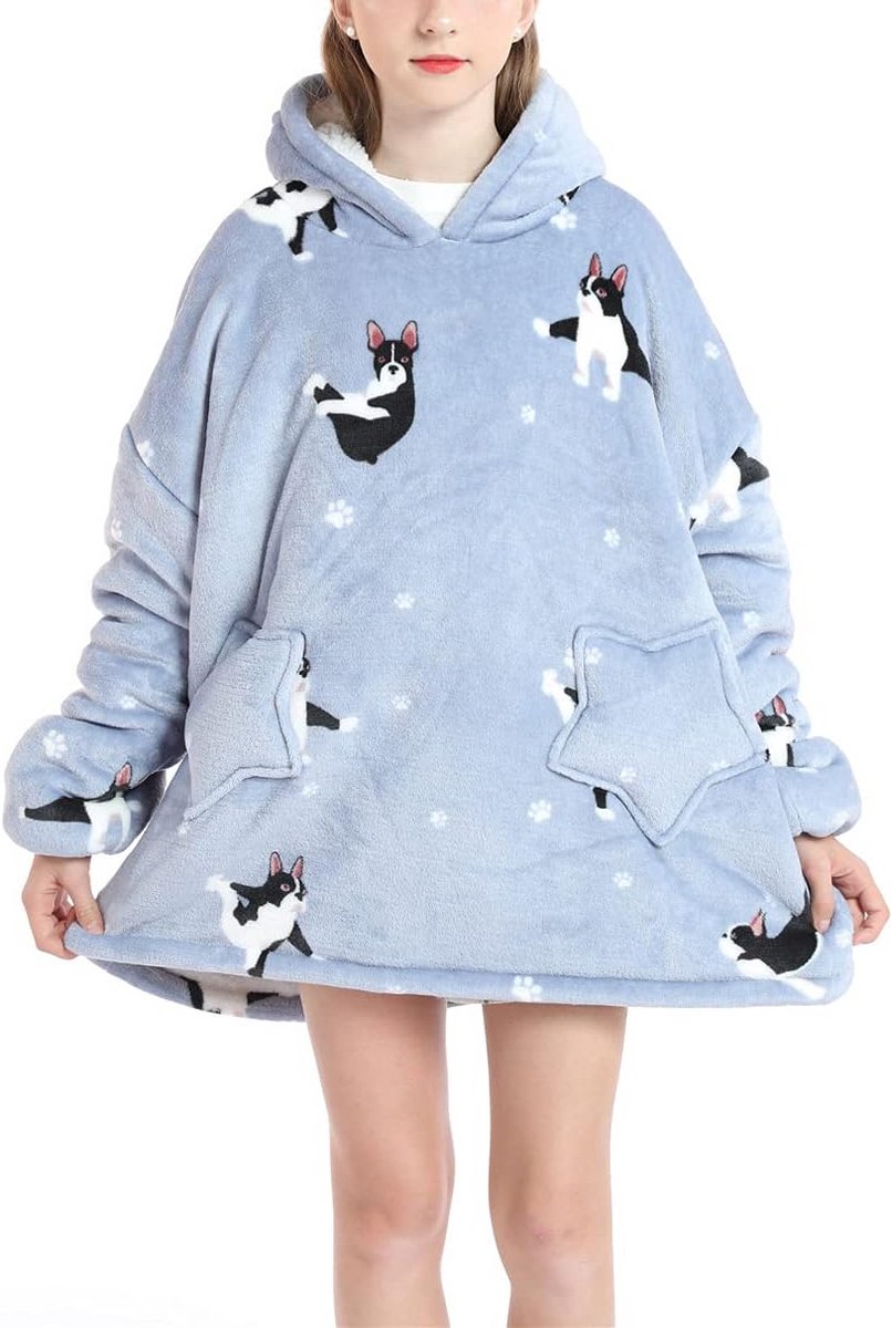 Oversized Deken Hoodie voor Kinderen - Warme Sherpa Fleece Comfortabele Trui met Zak