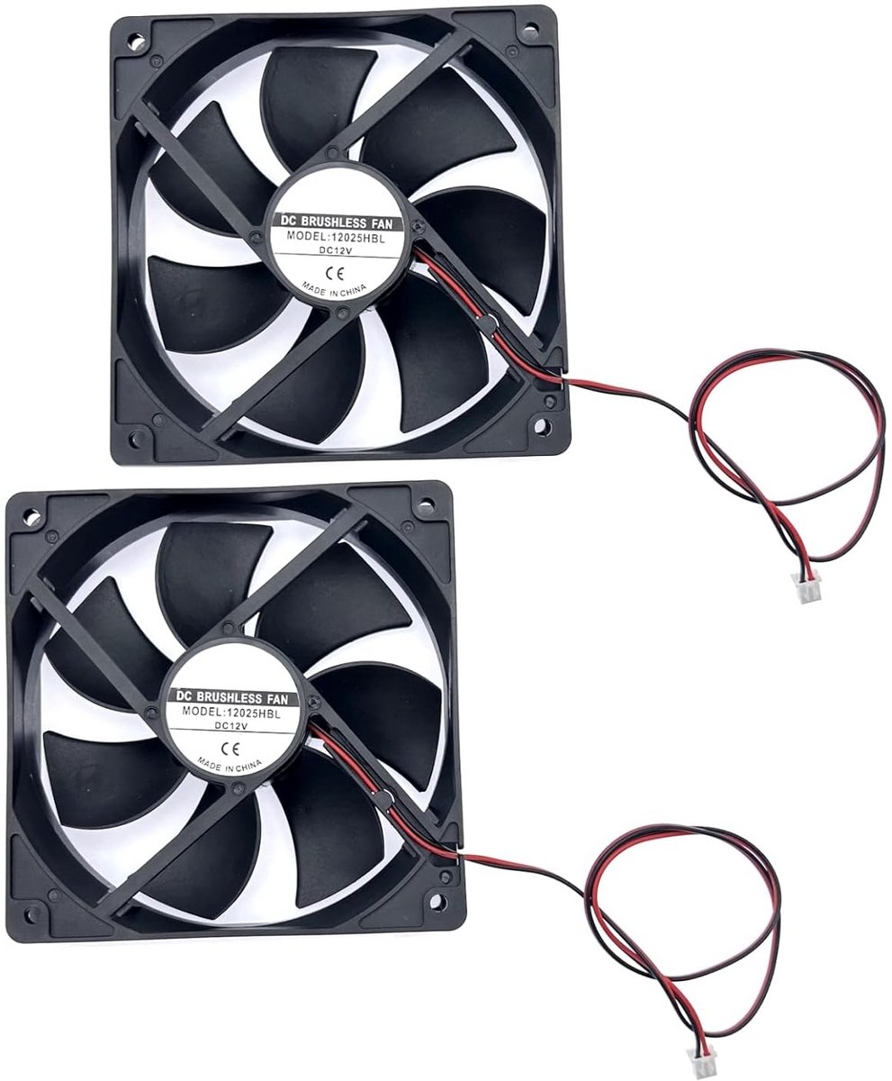 2 stuks 12V 120mm Stille Ventilator met Dubbele Kogellagers voor Koeling en Ventilatie