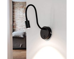 Flexibele LED Wandlamp Zwart 5W - Verstelbare Leeslamp met Spot voor Slaapkamer en Woonkamer