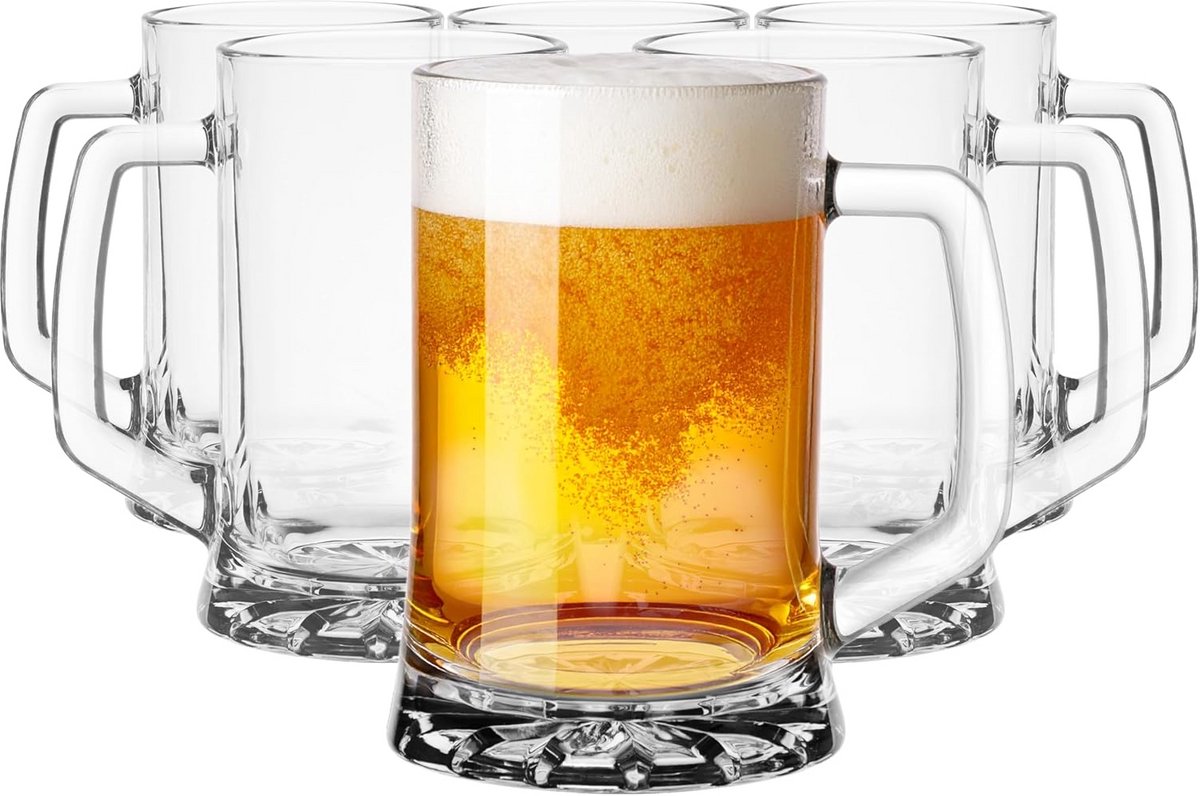 Set van 6 Bierglazen 700ml met Sterbodem - Vaatwasserbestendig
