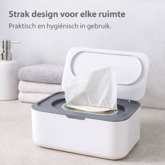 Somstyle Tissuebox Houder - 19 x 13 x 7.5 CM - Billendoekjes Box - Wipe Box - Wit / Grijs — afbeelding 4