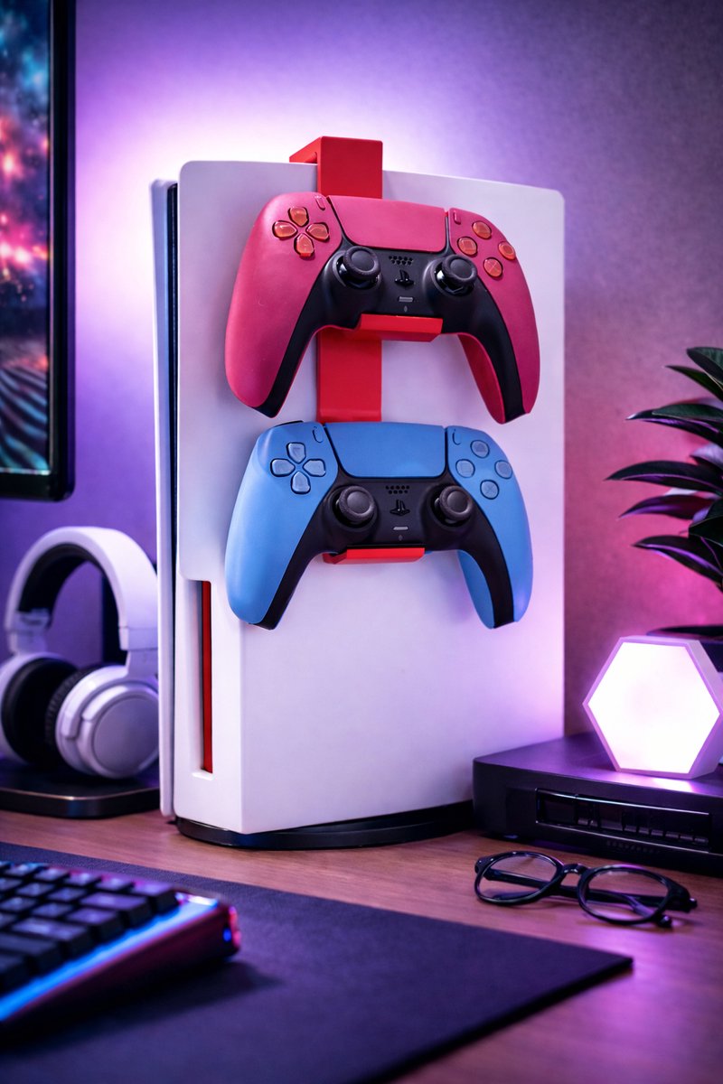 Controller Hangsysteem compatibel met Playstation 5 – Dubbele Controller houder – Ruimtebesparend & Stijlvol - Rood