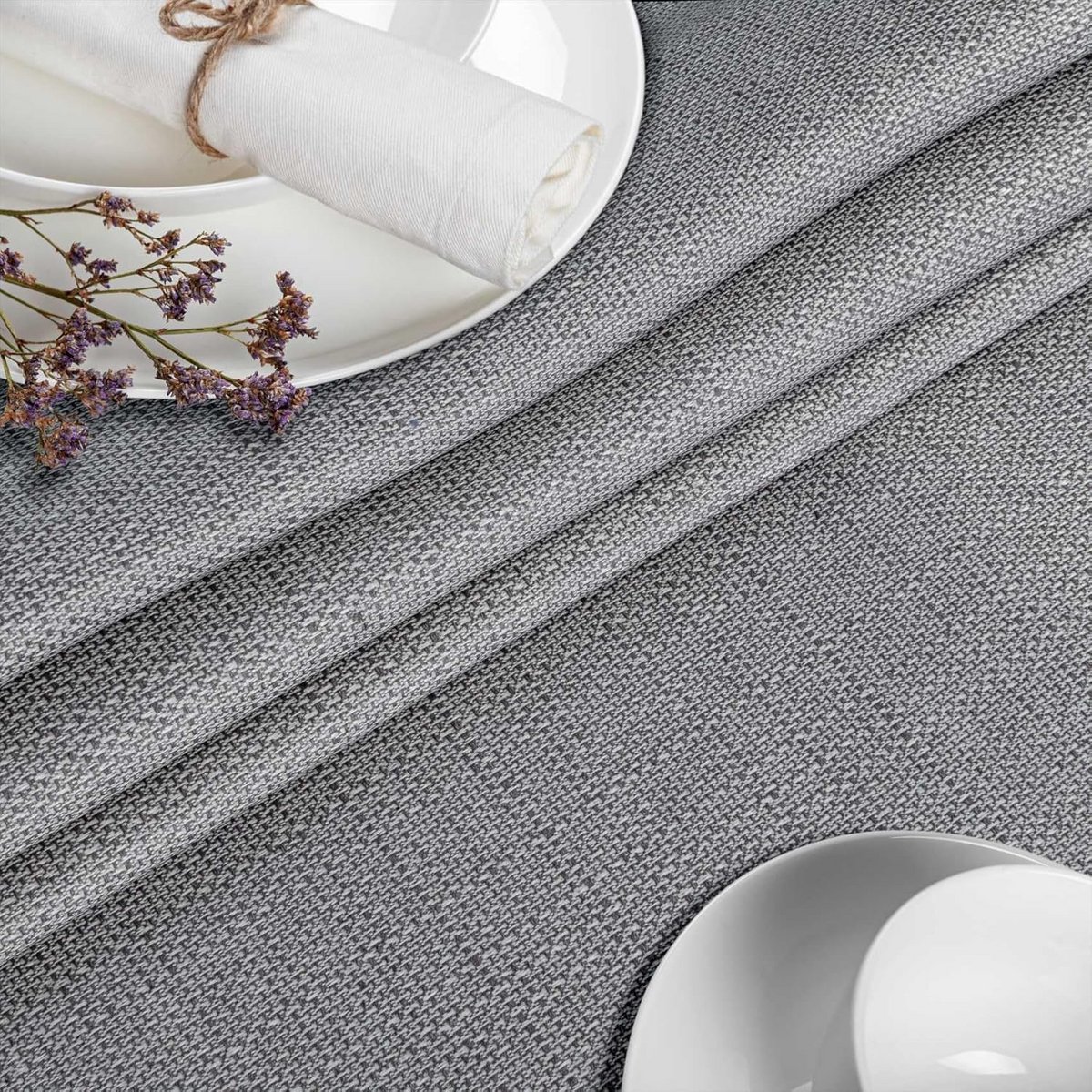 Waterafstotend Ovaal Tafelkleed Donkergrijs Katoen Polyester 180x140 cm