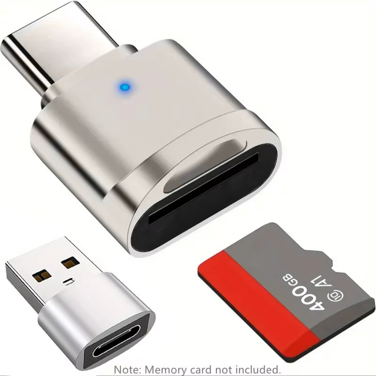 Type‑C TF‑Kaartlezer -Zinklegering Behuizing – Compact - Snel - Universeel Compatibel
