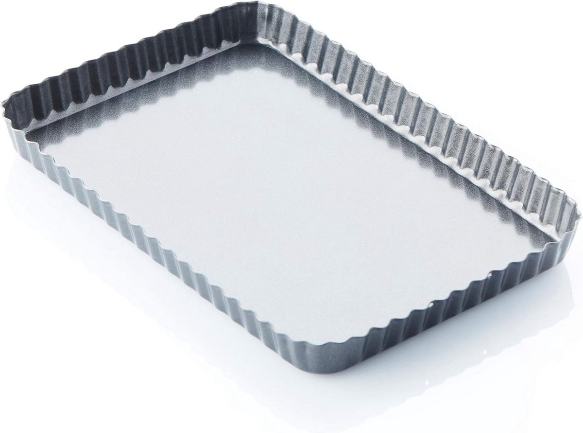 Gegolfde Taartvorm met Losse Bodem 31x21x3cm - Antiaanbaklaag