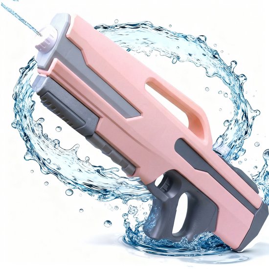 Waterpistool 54cm XL - 1200ml Grote Tank & 8m Schietbereik - Water Pistool- Watergeweer - Super Soaker - Duurzaam Waterspeelgoed voor Strand & Tuin - Buitenspeelgoed voor Kinderen & Volwassenen - 54×22×7cm - Roze, Grijs