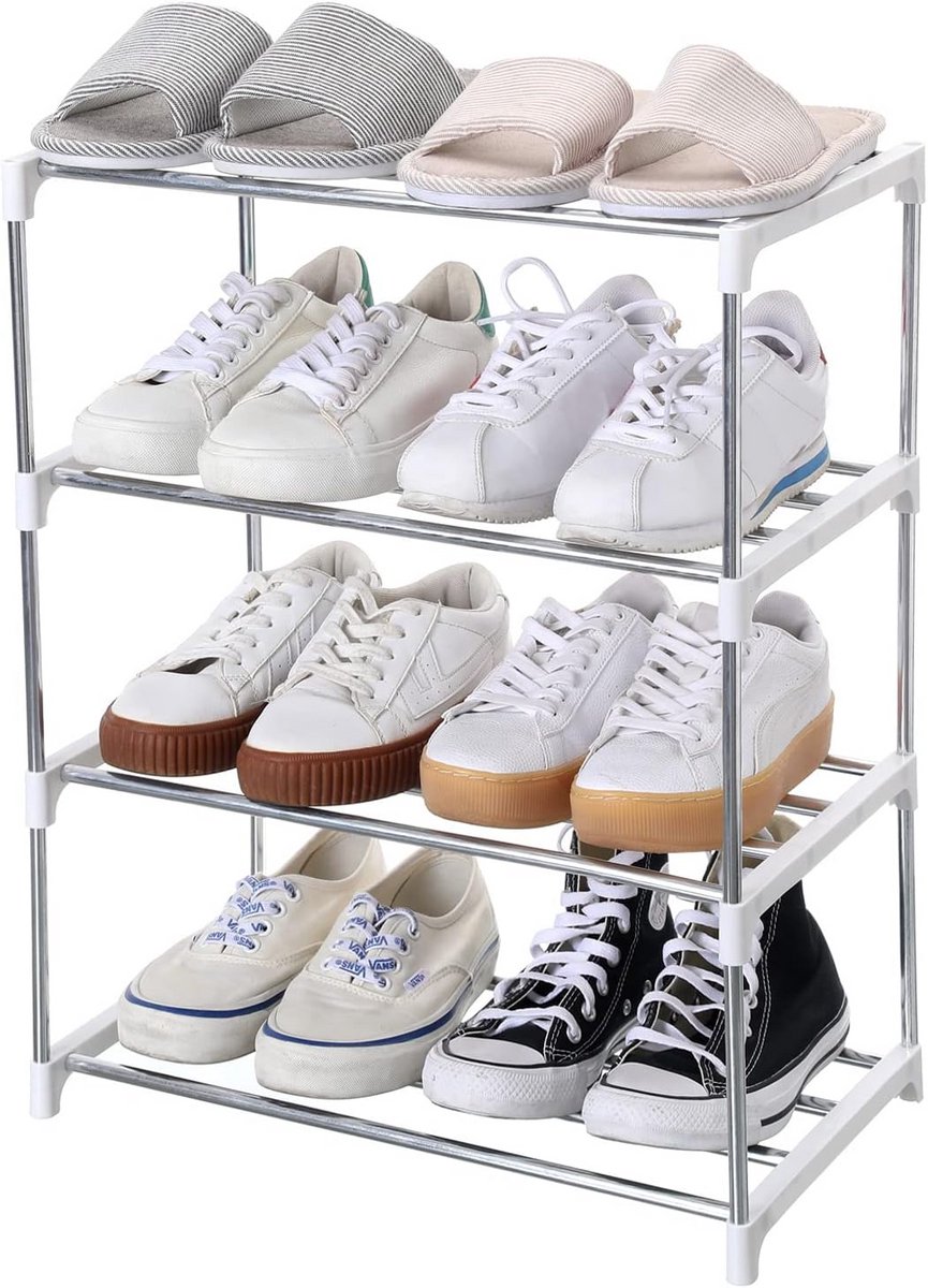 Stapelbaar Schoenenrek 4 Niveaus - Compact en Ruimtebesparend voor Hal en Kast
