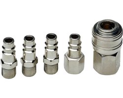 Universele Perslucht Koppelingen Set 5-delig - 1/4 Inch Schroefdraad