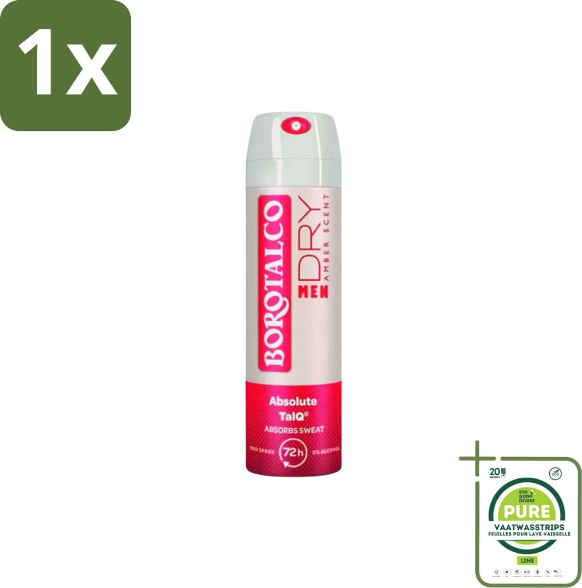 1 x Borotalco – Deodorant Spray – Men Amber Geur – 150 ml - Deodorant Spray - Mannelijke Geur - Amber - Frisheid - Transpiratie