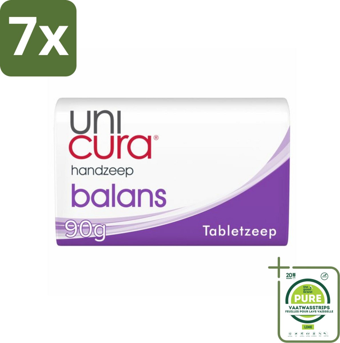 7 x Unicura Tabletzeep Anti Bacterieel Balans 180 gr - Grootverpakking - Antibacteriële Handzeep - Handzeep - Hygiëne - Schoonmaken - Bescherming