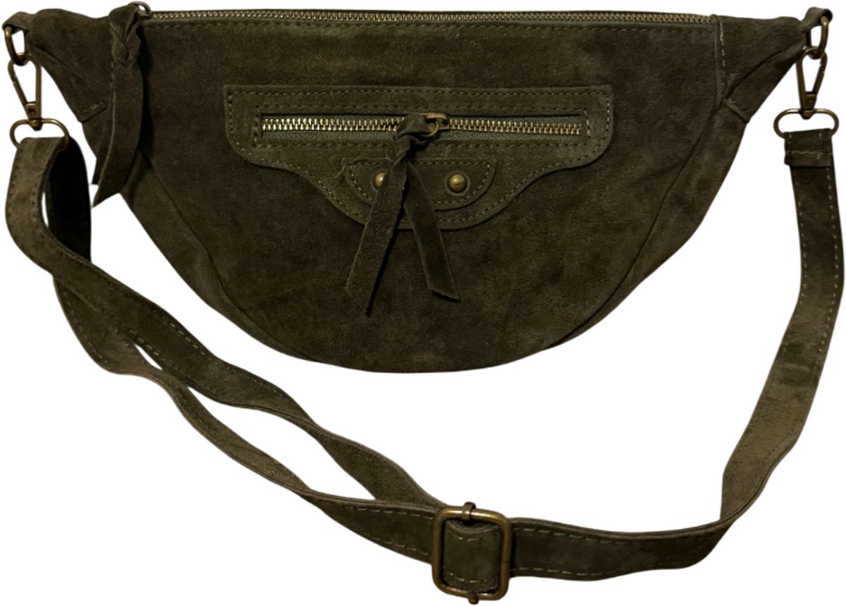 Roose - Dames Tas - Handtas - Schoudertas - Tote Bag - Crossbody Tas - Groene Suède Crossbodytas