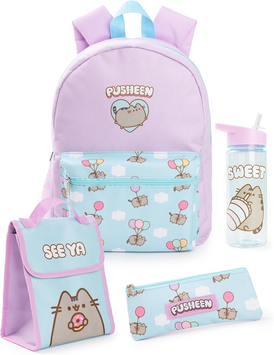 Meisjes Rugzak Set 4-Delig voor School met Pennenhouder, Lunchtas en Waterfles