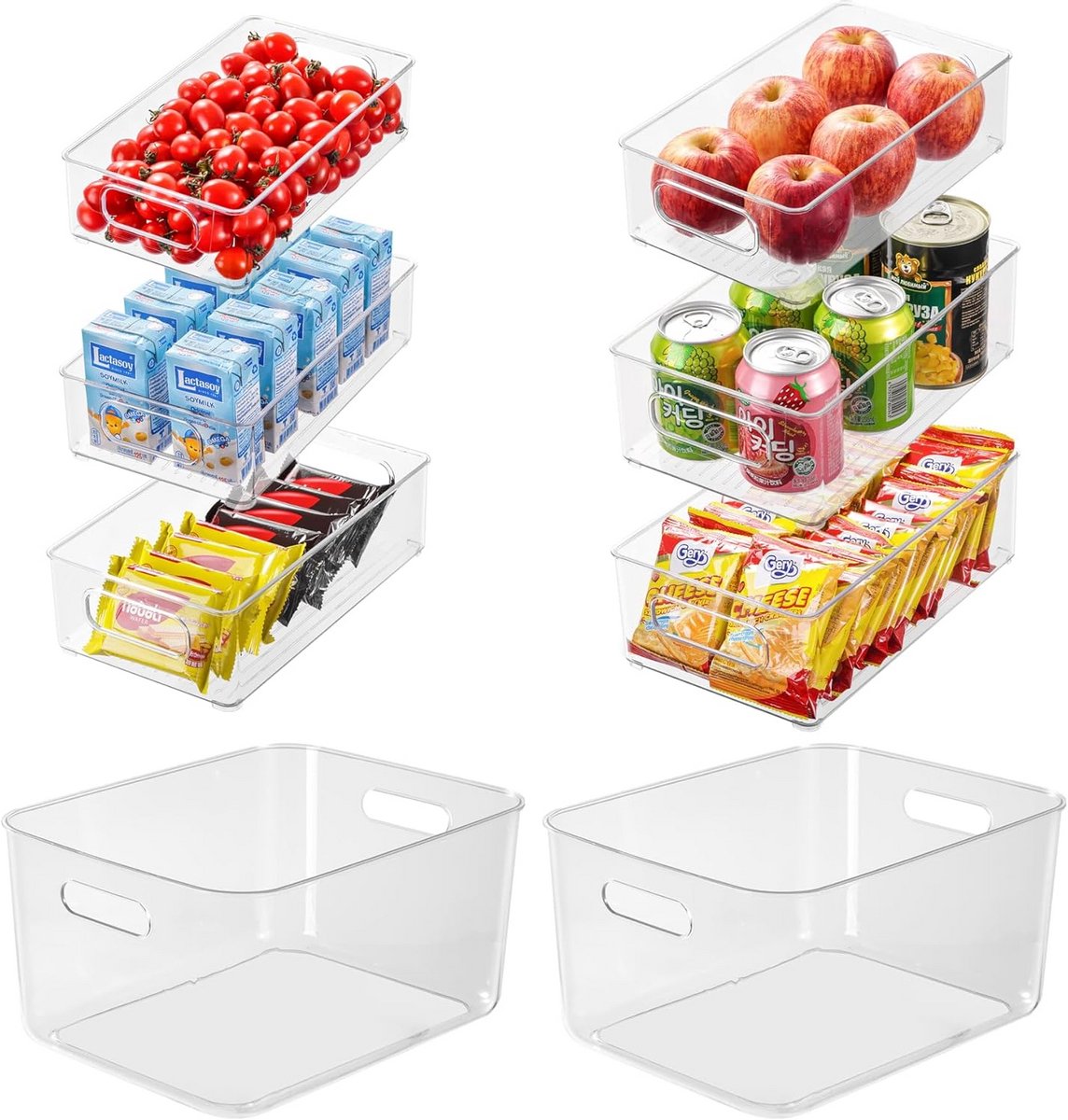 8-delige Set Koelkastorganizers: Stapelbare Opbergdozen voor Koelkast en Keuken (4 Maten)