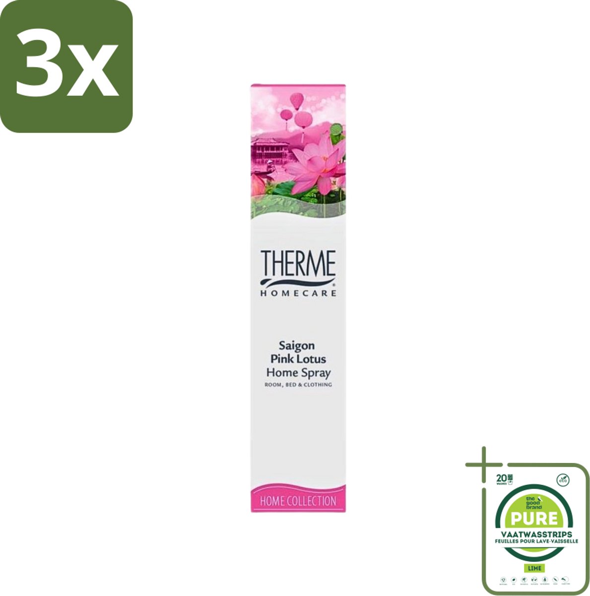 3 x Therme - Interieurspray - Saigon Pink Lotus - Oosterse Romantiek in Huis - 60 ml - Grootverpakking - Interieurspray - Geurspray - Saigon Pink Lotus - Oosterse Geur - Lotusgeur