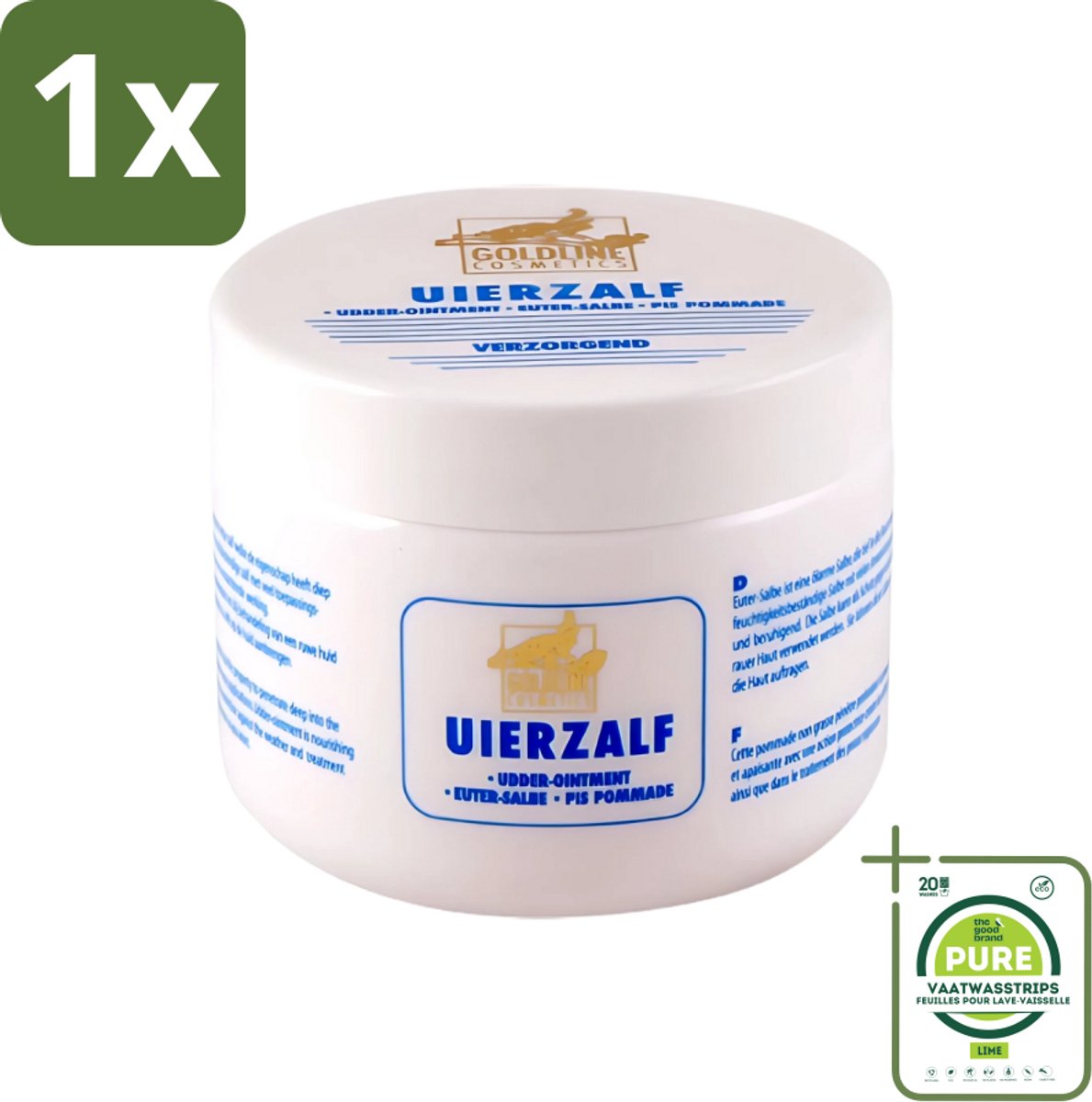 1 x Goldline - Uierzalf - Bodycrème - Beschermend - 250 ml - Bodycrème - Uierzalf - Huidverzorging - Droge Huid - Gevoelige Huid