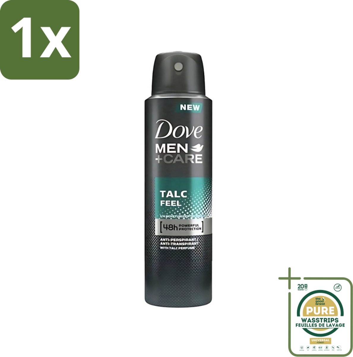 1 x Dove - Deodorant - Men Care Talc Feel - Zachte en verzorgende bescherming - 150 ml- Dove Men+Care Talc Feel - Deodorant Spray - Anti-transpirant - Zachte Frisheid - Huidvriendelijk