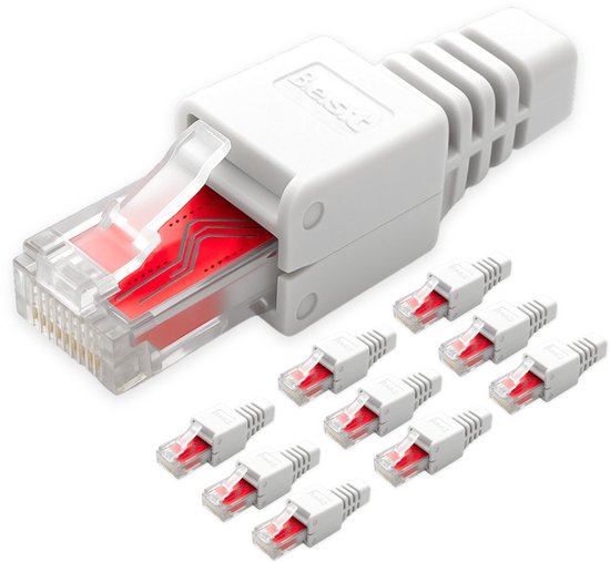 ZOERAX Cat7 Cat6A RJ45-connector 12-pack, gereedschapsvrije zinklegering afgeschermde Ethernet