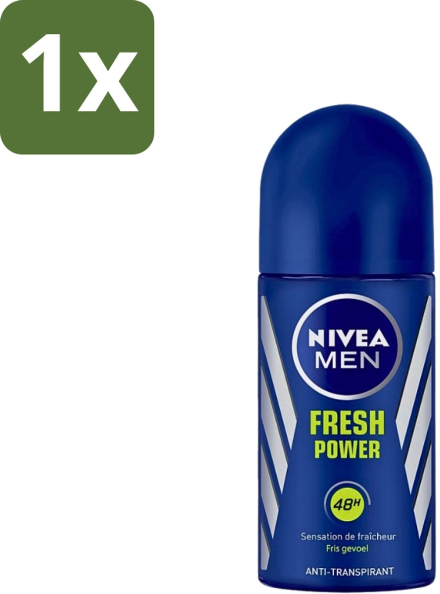 1 x Nivea - Men - Deodorant - Roller - Fresh Power - 50 ml - 48 Uur Bescherming - Anti-transpirant - Deodorant Roller - Mannelijke Geur - Frisheid