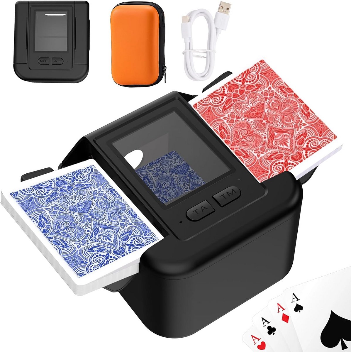 Draadloze Automatische Kaartenschudder voor 1-2 Deck, Opvouwbaar & Stil