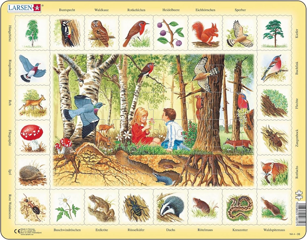 Puzzel Met Dubbele Uitdaging - Natuur Puzzel - Ontspannen Spelen - Uniek Dubbel Frame - 48 Stukjes - Groen Bruin
