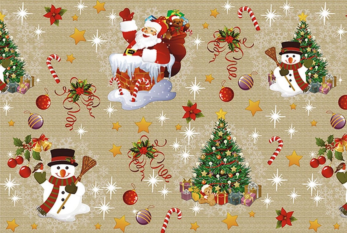 Wasbare Tafelkleed PVC 140x240 cm Kerstprint - Waterafstotend en Krasbestendig