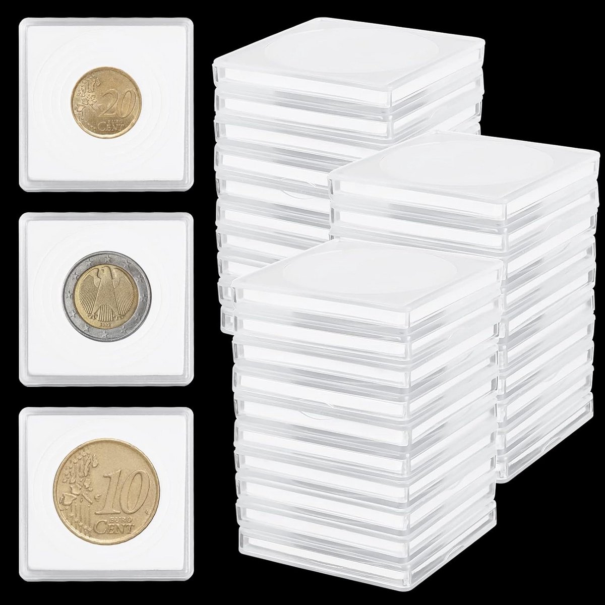 40x Muntcapsules Set met Schuimringen voor Coin Collectie - Munt Houder Bescherming