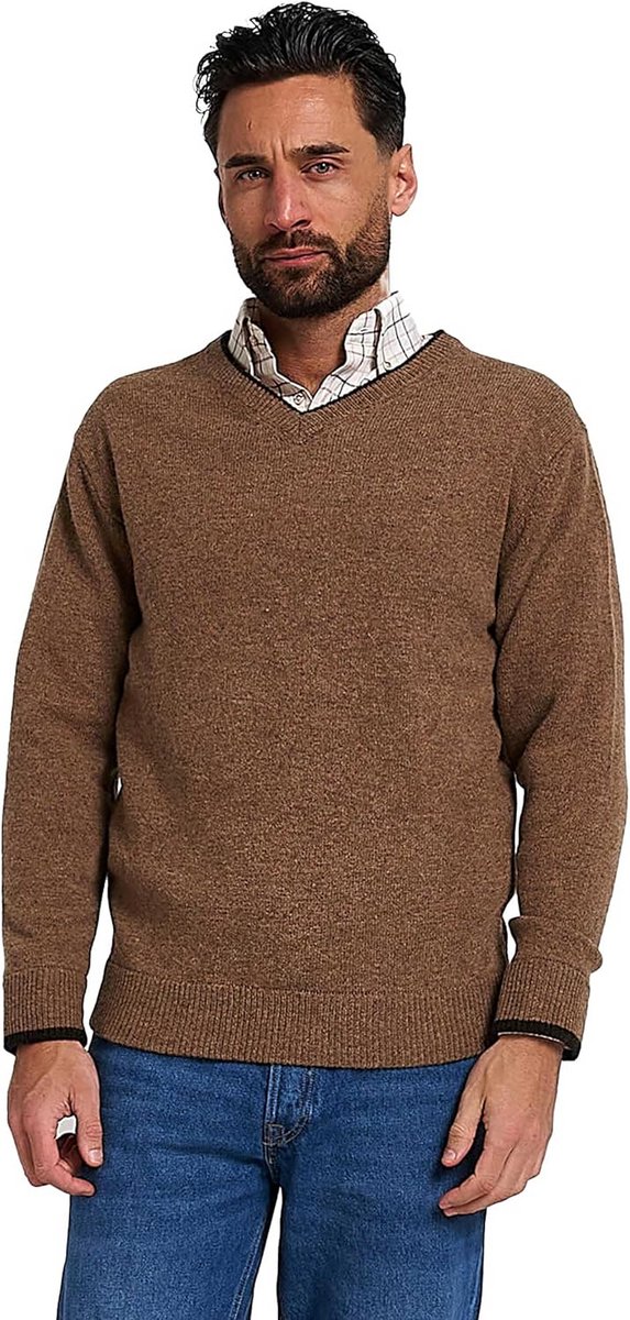 V-hals Lamswollen Trui Heren Comfortabel Gebreid Lange Mouwen