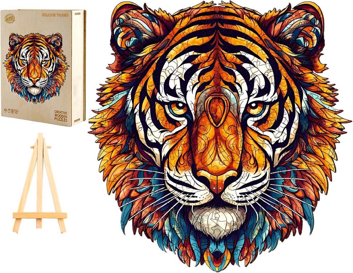 Unieke Houten Puzzel Tijger | 300 Stukjes | Dierenvorm Puzzel voor Volwassenen en Kinderen